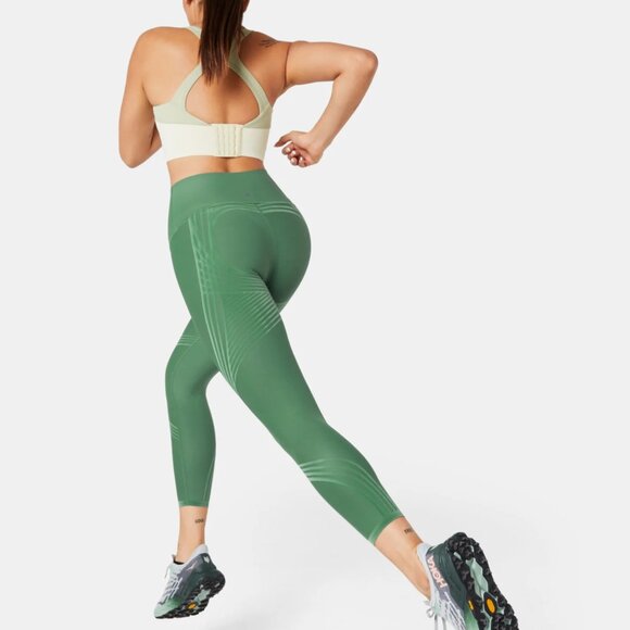 Fanka High Waisted 7/8 Leggings Green Sculpt Tummy Control Yoga Workout Pants - Picture 1 of 9